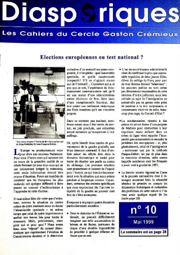 Diasporiques : les cahiers du Cercle Gaston-Crémieux N°10 (Mai 1999)